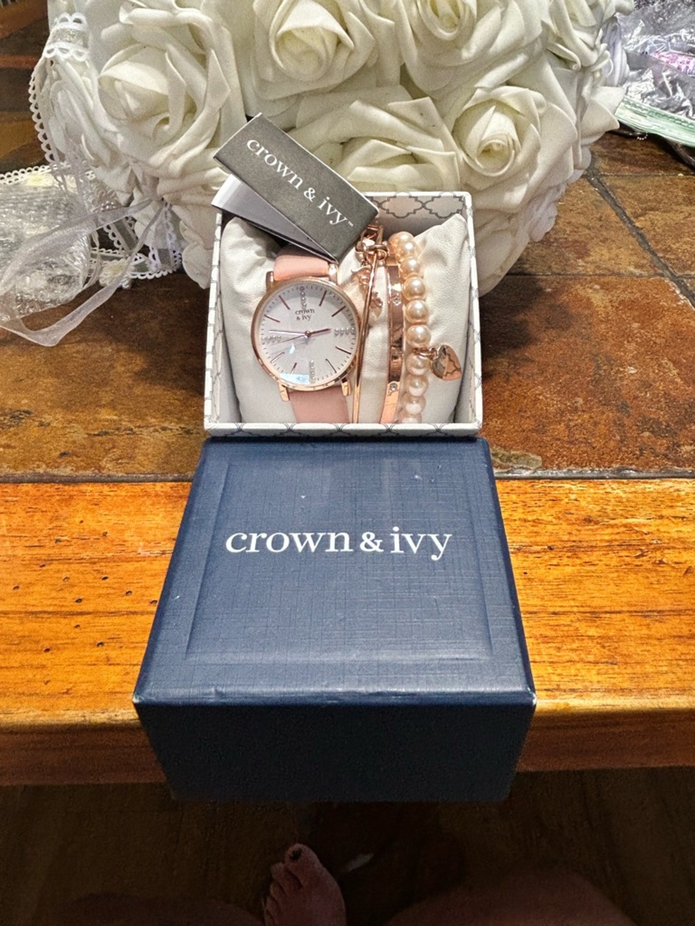 crown & ivy Rose Gold and Pink Watch with Matching Bracelets